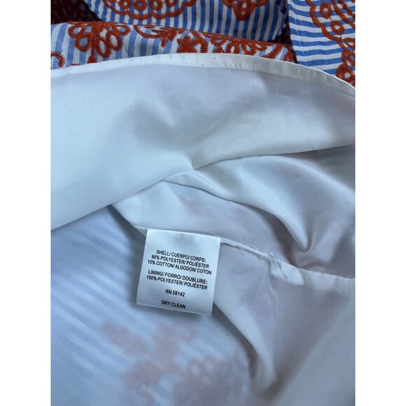 Maggy London Embroidered Striped Dress Size 10 Cold Shoulder Nautical Boho Cute - Picture 8 of 10